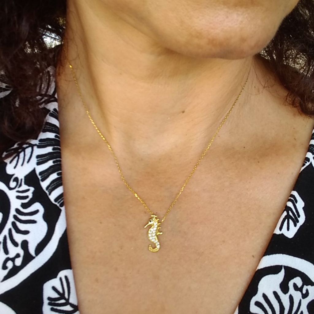 Yellow Gold Vermeil Seahorse Necklace 65$